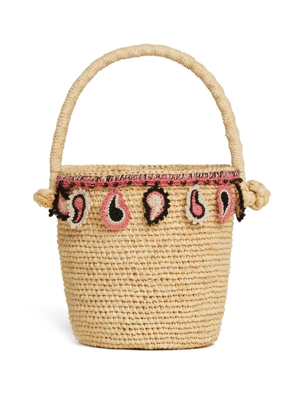 Alanui paisley-appliqué raffia basket bag Alanui