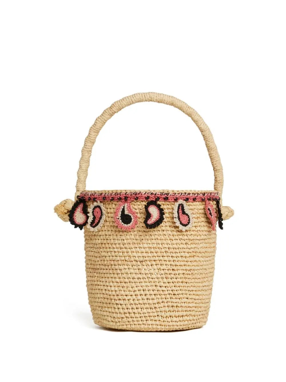 Alanui paisley-appliqué raffia basket bag Alanui