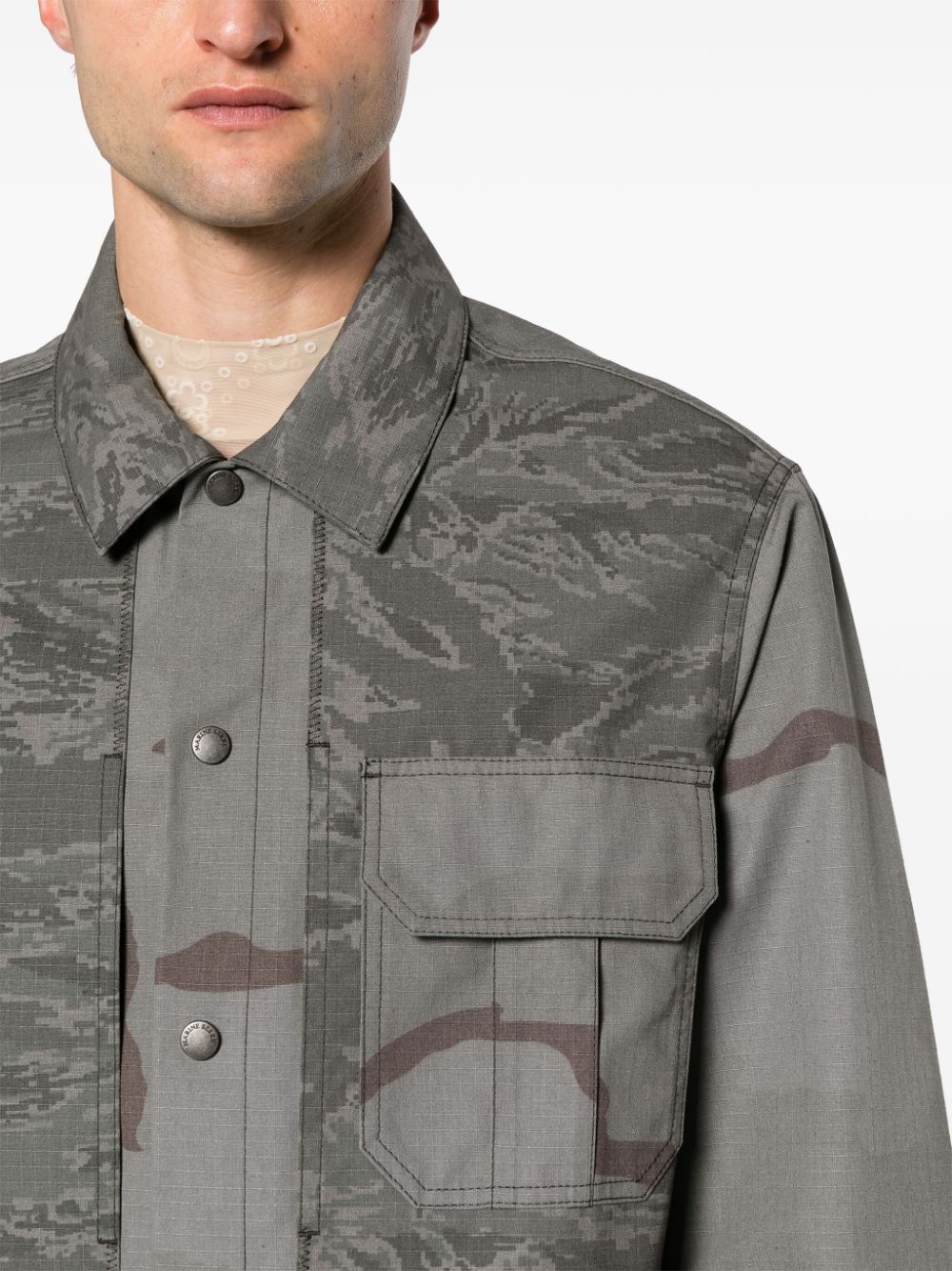 Marine Serre Rispstop classic-collar shirt jacket Marine Serre 