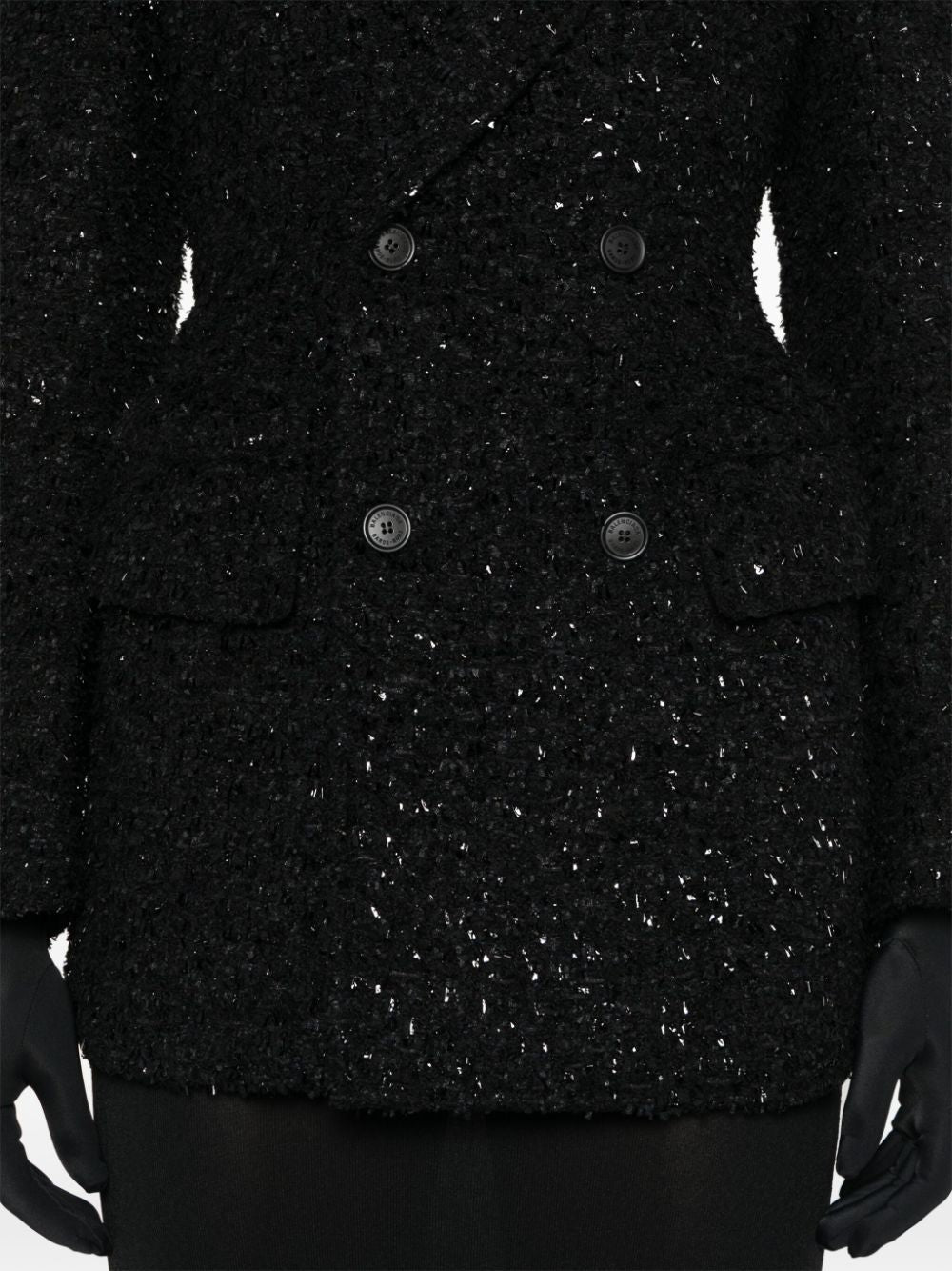 Balenciaga Hourglass tweed-texture padded-shoulder wool-blend blazer Balenciaga