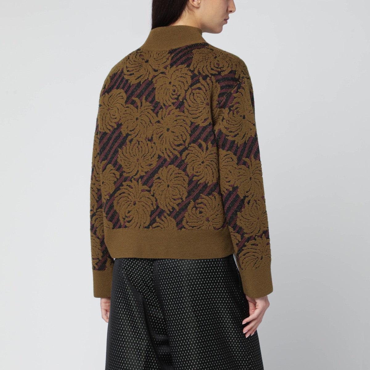 Dries Van Noten Khaki jacquard-pattern sweater Dries Van Noten 