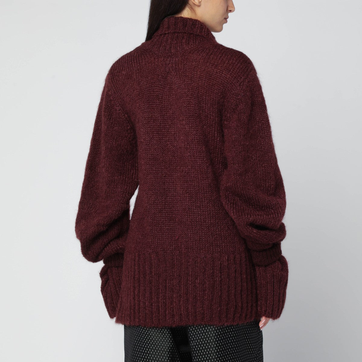 Dries Van Noten Oversized burgundy mohair-blend sweater Dries Van Noten 