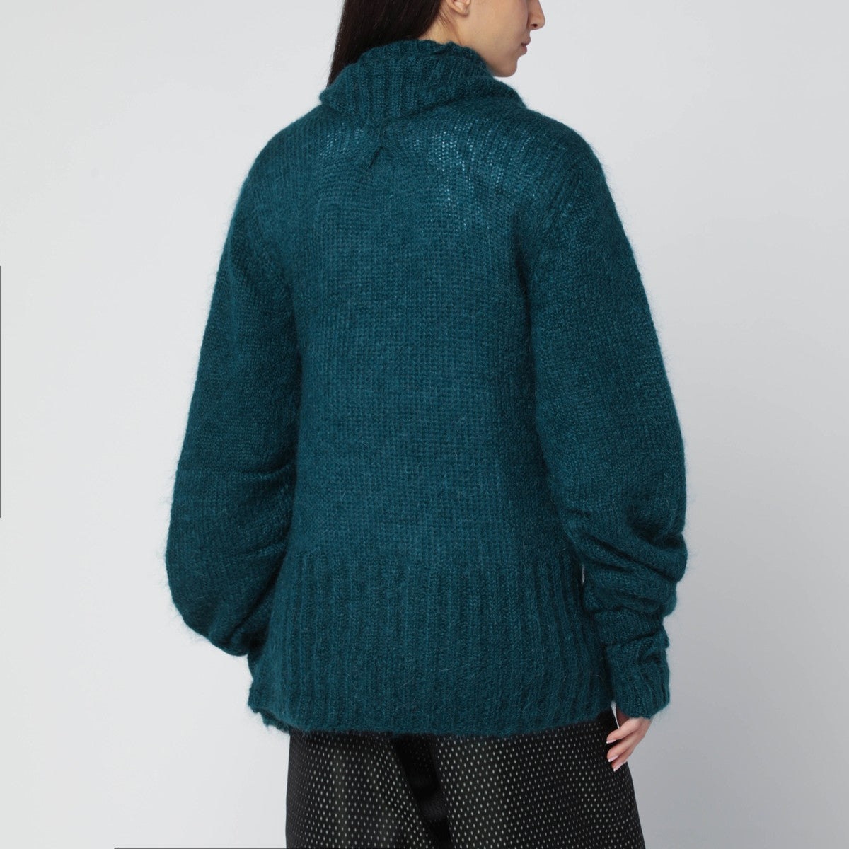 Dries Van Noten Oversized petroleum green mohair-blend sweater Dries Van Noten 