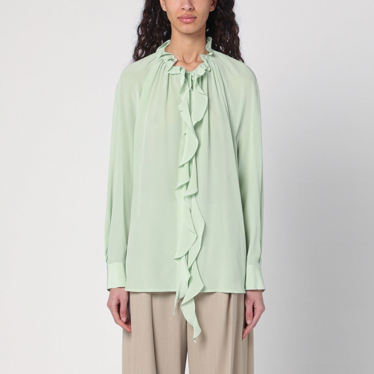 Victoria Beckham Light green shirt with ruffles Victoria Beckham 