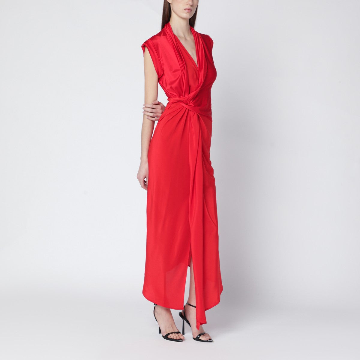 Victoria Beckham Red woven dress in shiny jersey Victoria Beckham 