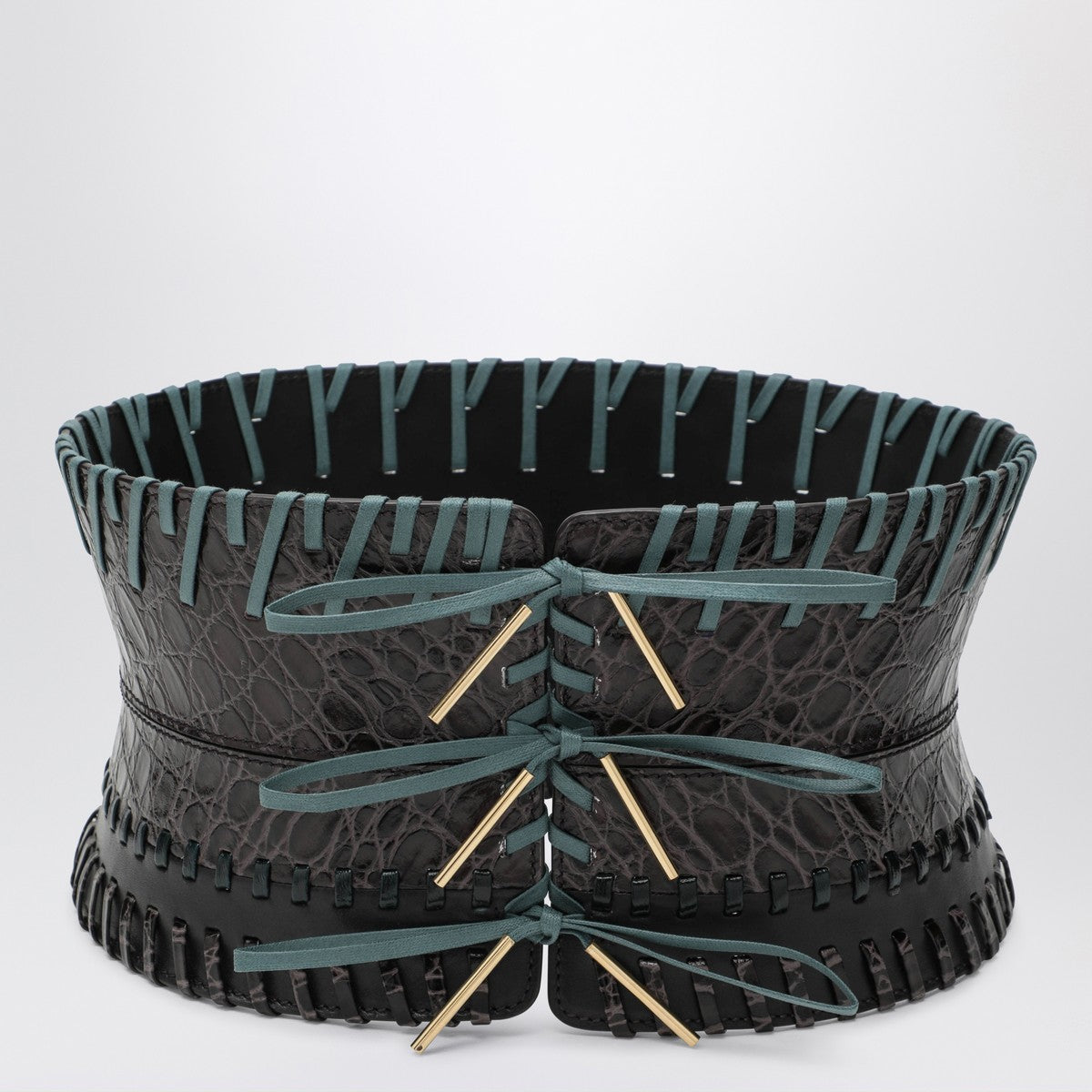 Dries Van Noten Dark brown leather corset belt Dries Van Noten 