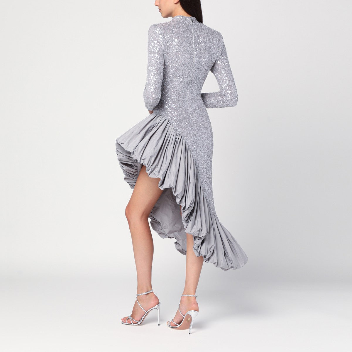 ROTATE Birger Christensen Asymmetrical silver dress with sequins ROTATE Birger Christensen 