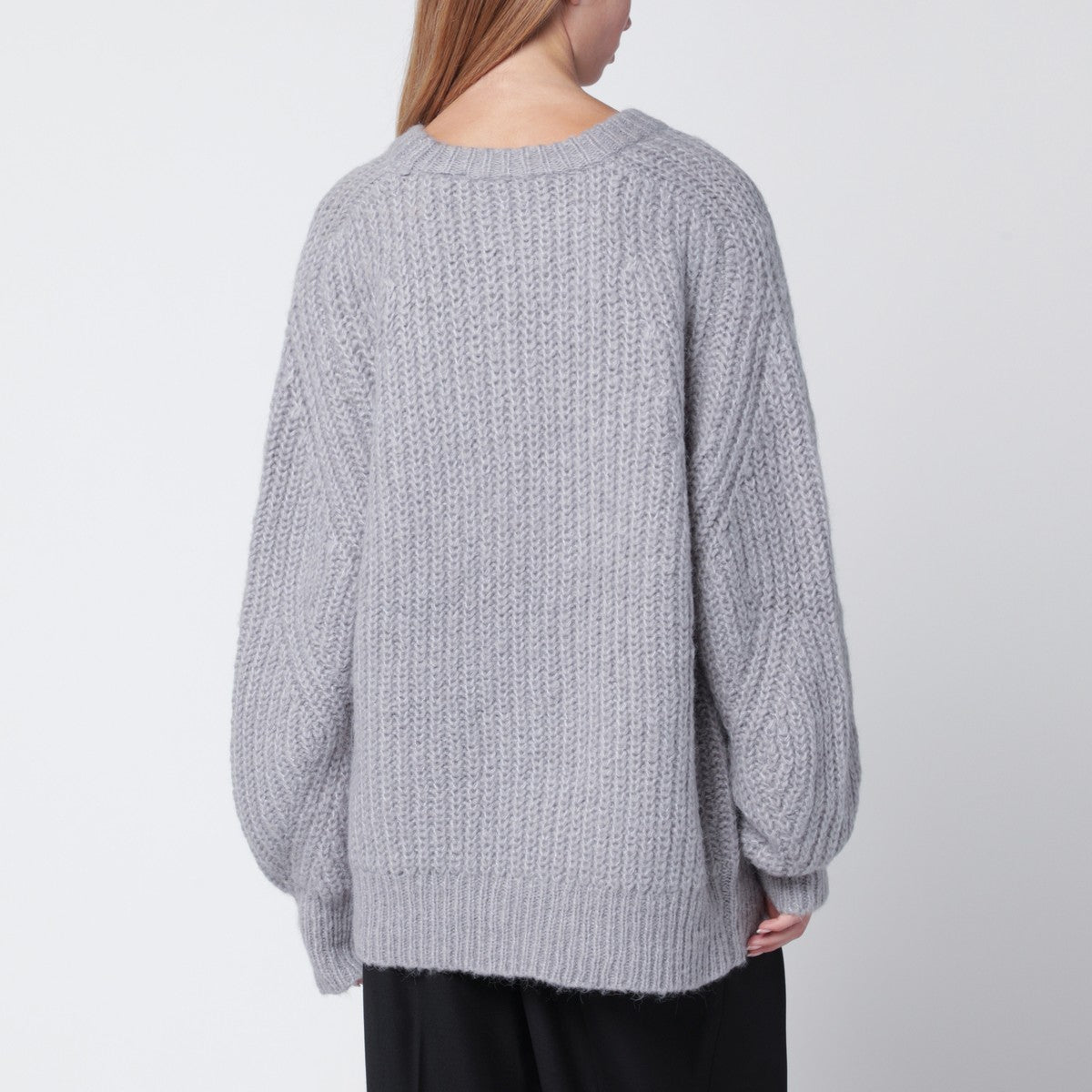 ROTATE Birger Christensen Light grey oversized sweater with logo ROTATE Birger Christensen 