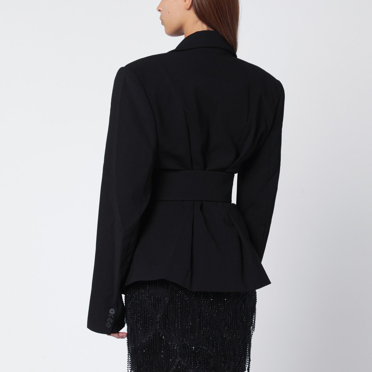 ROTATE Birger Christensen Black single-breasted jacket with belt ROTATE Birger Christensen 
