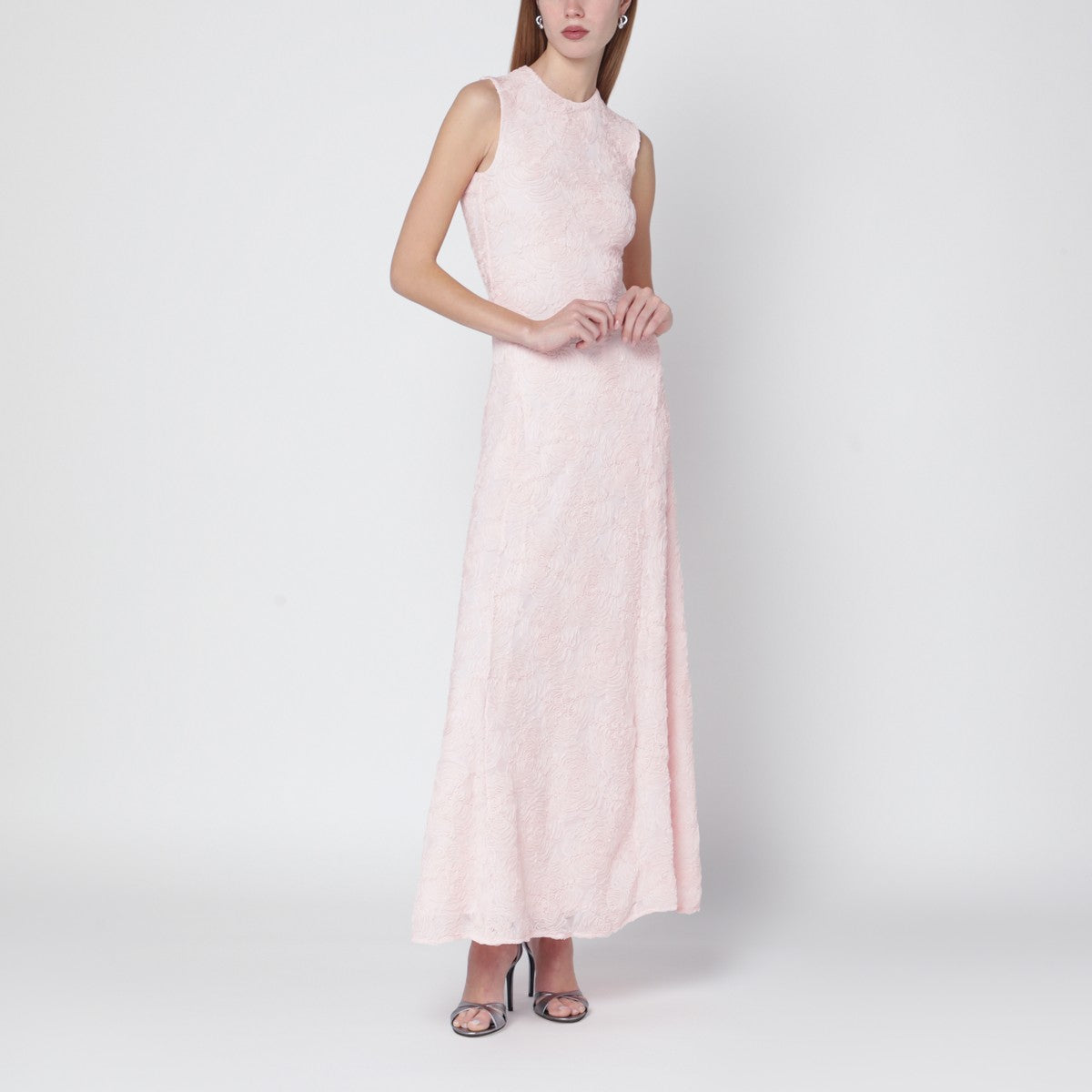 ROTATE Birger Christensen Long pink mesh dress ROTATE Birger Christensen 