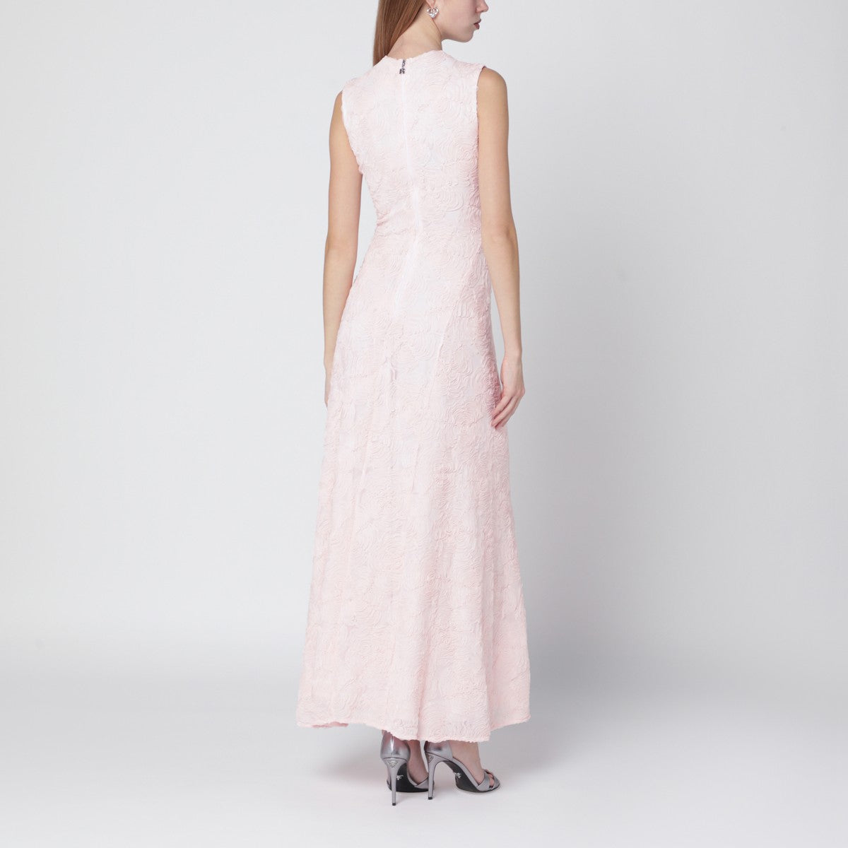 ROTATE Birger Christensen Long pink mesh dress ROTATE Birger Christensen 