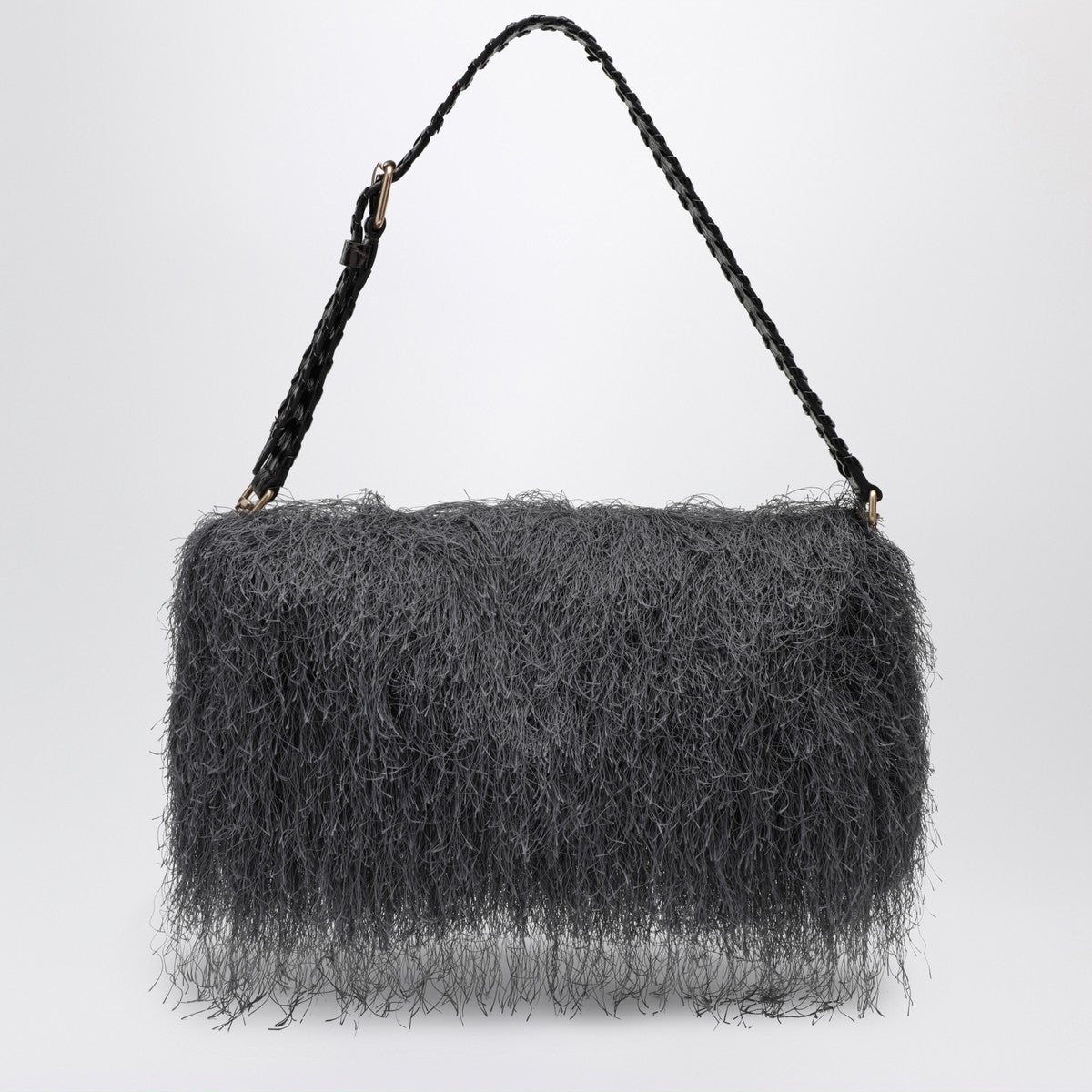 Dries Van Noten Dark gray fringed bag Dries Van Noten 