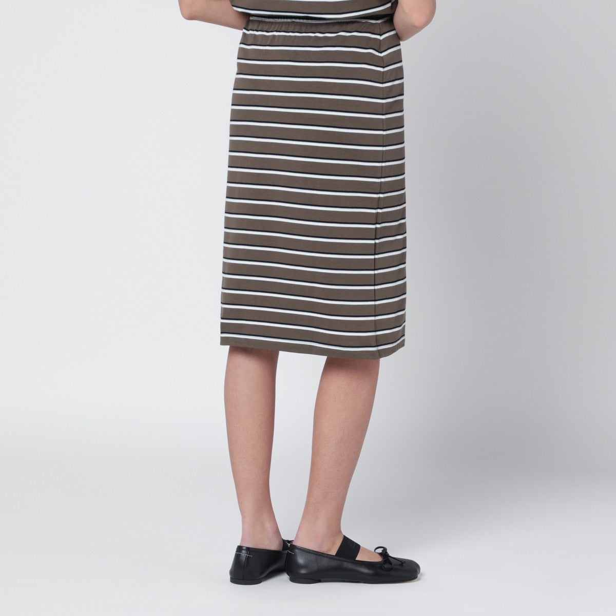 ROTATE Birger Christensen Brown striped cotton-jersey pencil skirt ROTATE Birger Christensen 