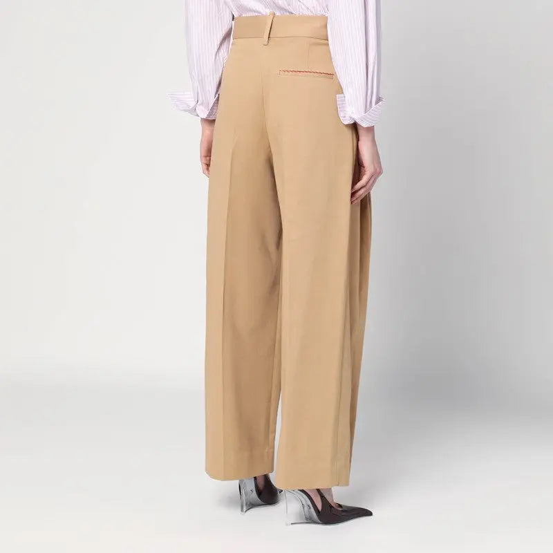 Victoria Beckham Wide beige trousers in cotton Victoria Beckham