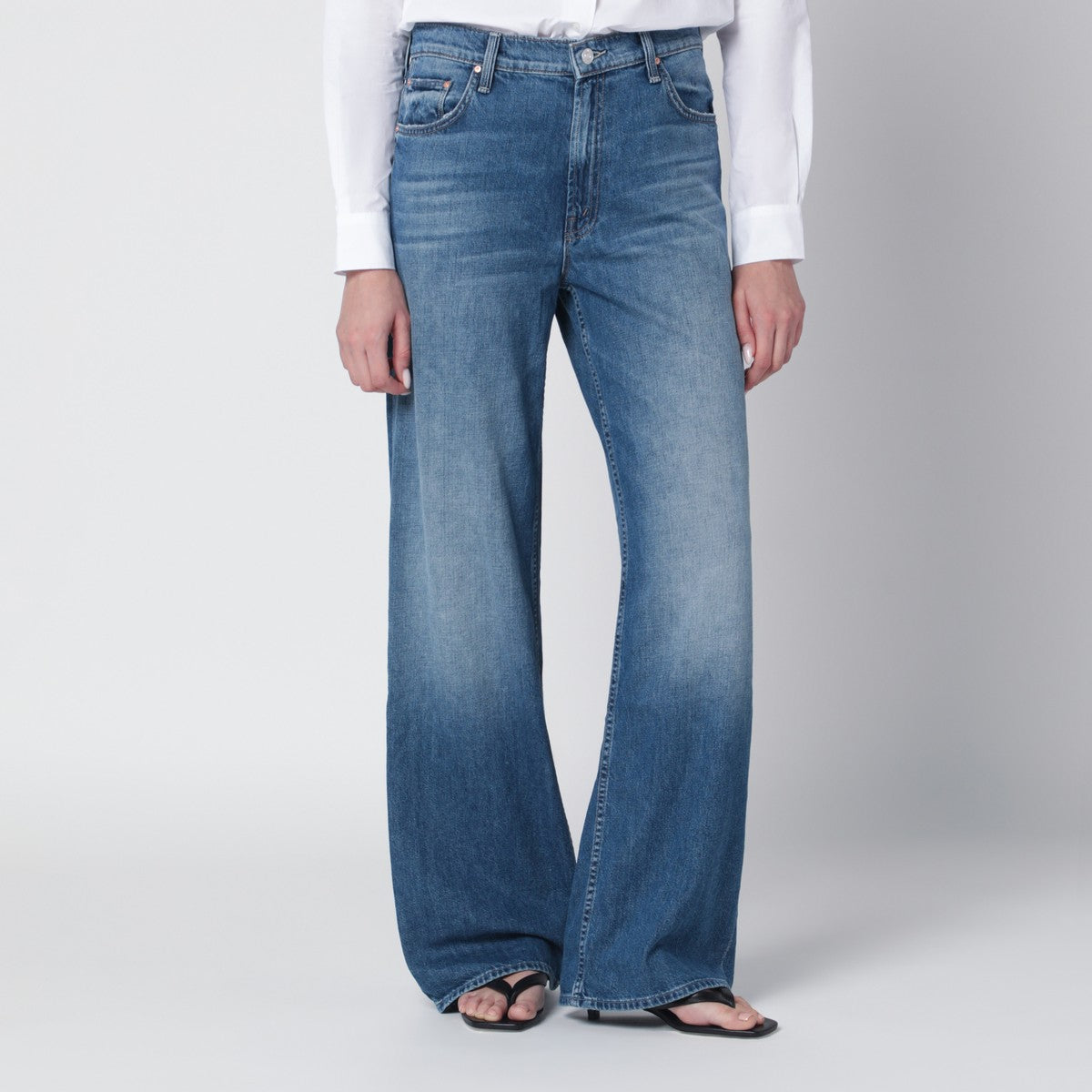 Mother Hit Shuffle washed blue wide-leg jeans Mother 