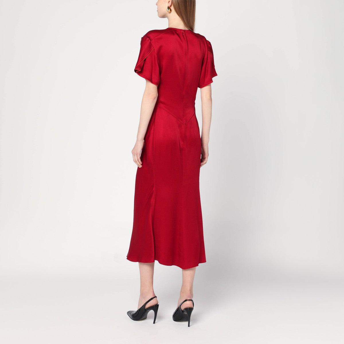 Victoria Beckham Fuchsia pink midi dress with gathered waist Victoria Beckham 