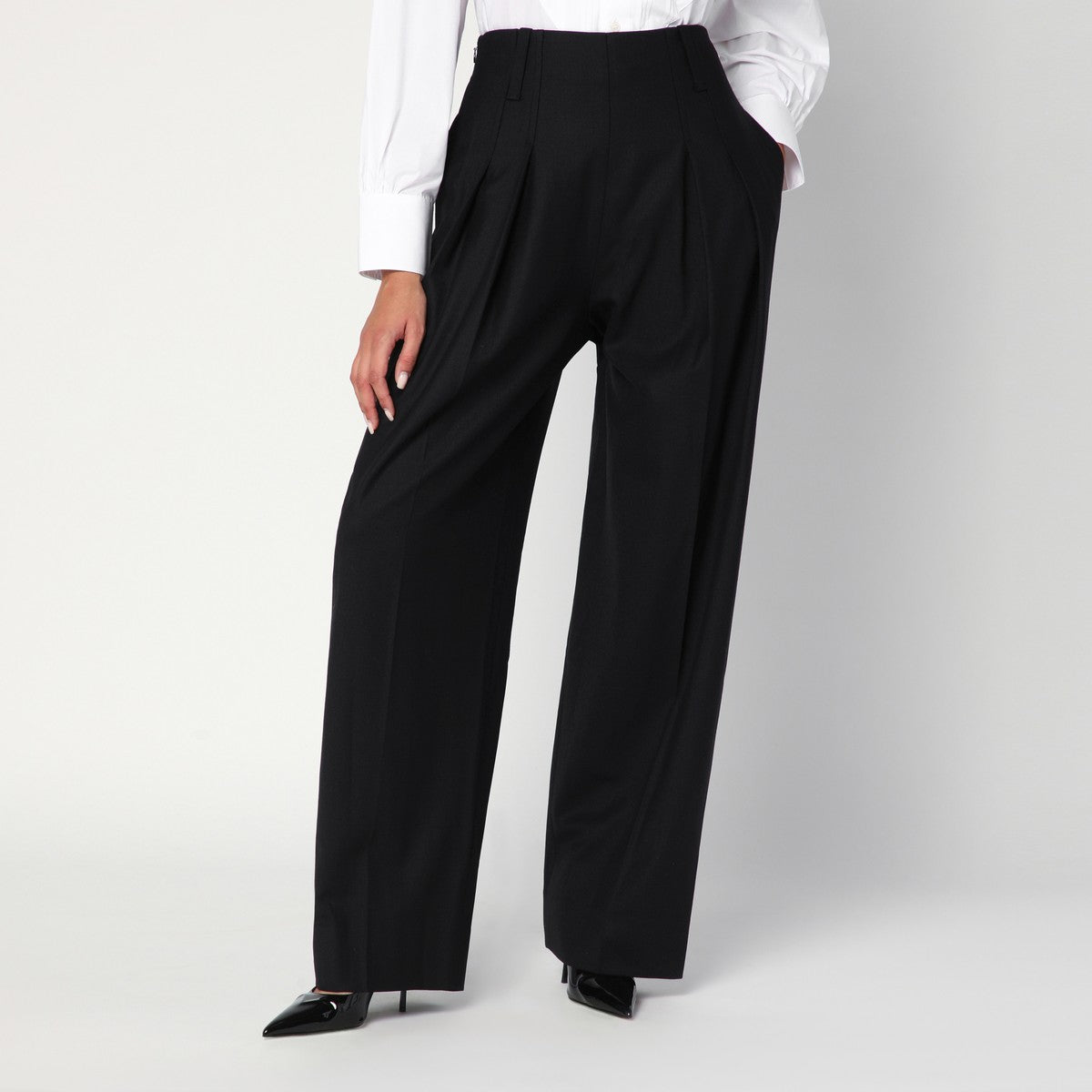 Victoria Beckham Wide black trousers in wool blend Victoria Beckham 