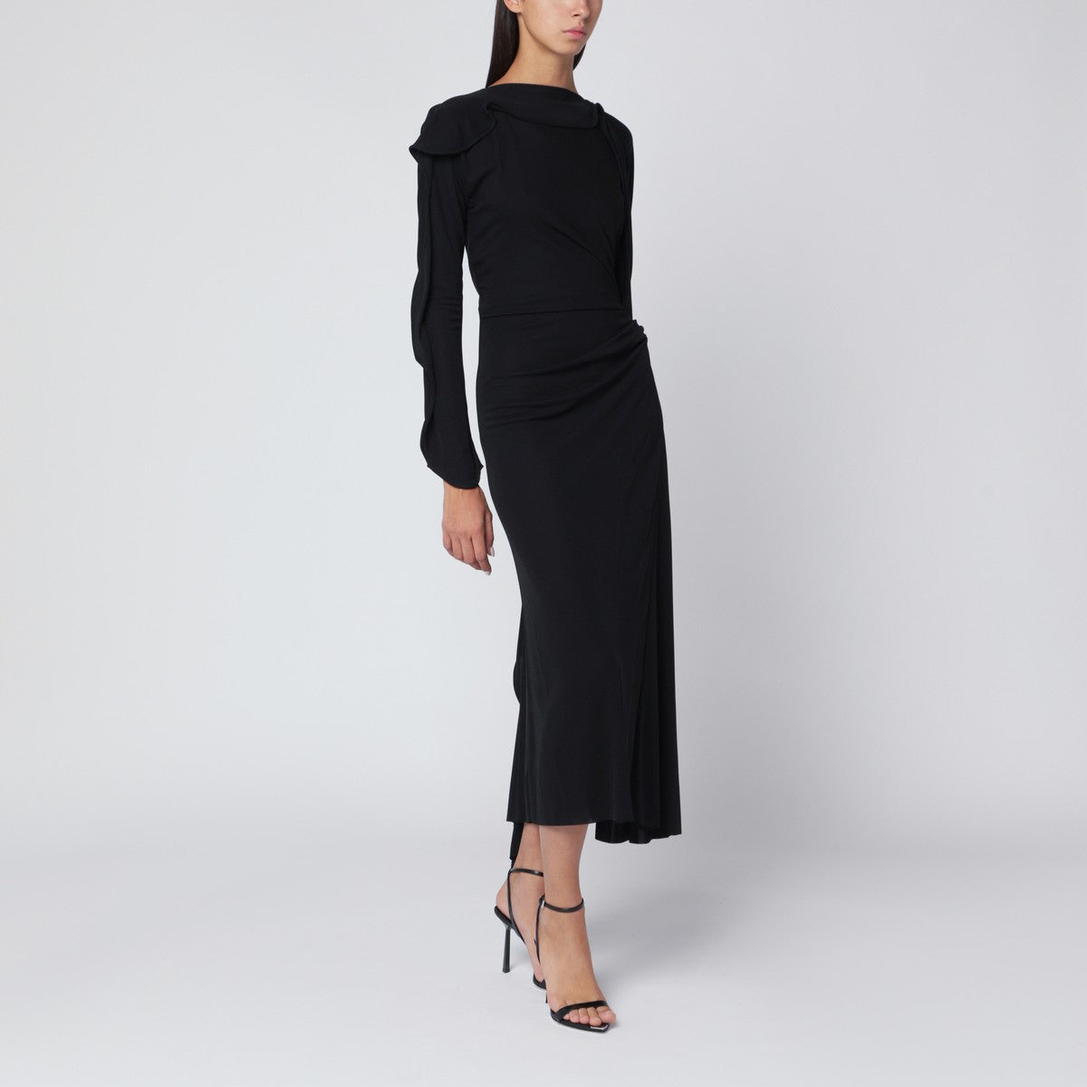 Victoria Beckham Black midi dress in draped jersey Victoria Beckham 