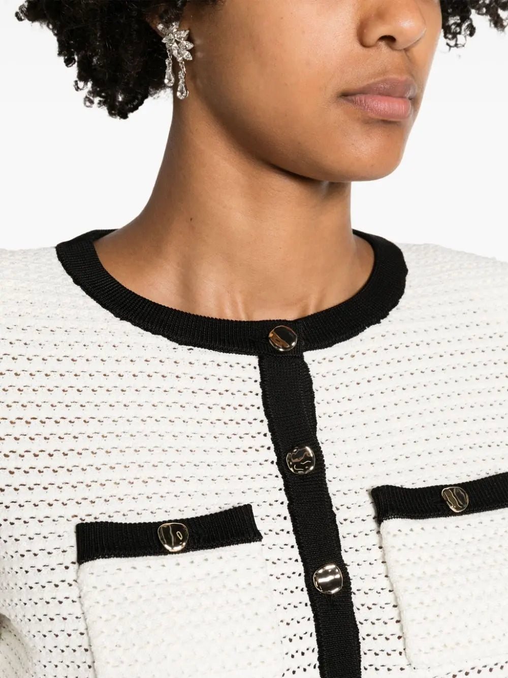 Self-Portrait Pointelle-knit cropped cardigan Self-Portrait 