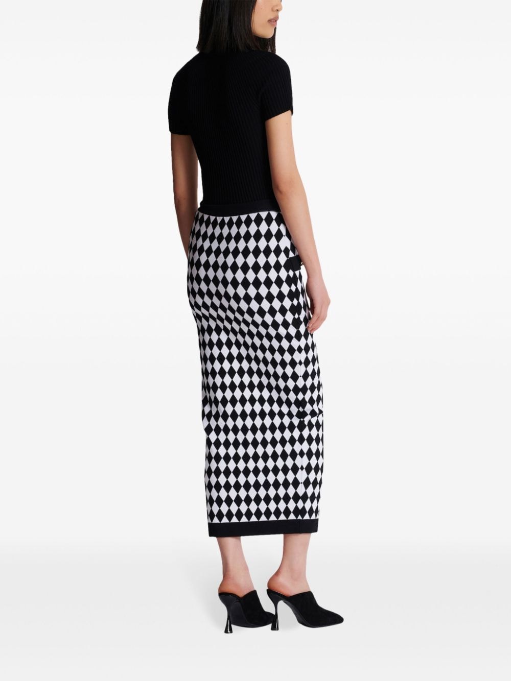 Balmain Diamond-intarsia knitted midi skirt Balmain