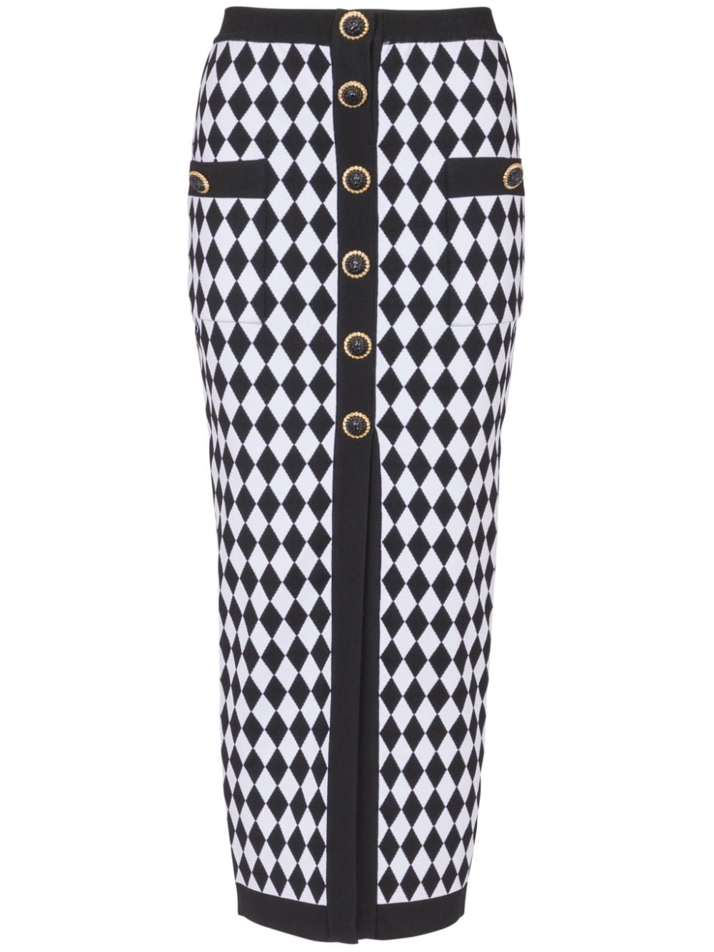 Balmain Diamond-intarsia knitted midi skirt Balmain