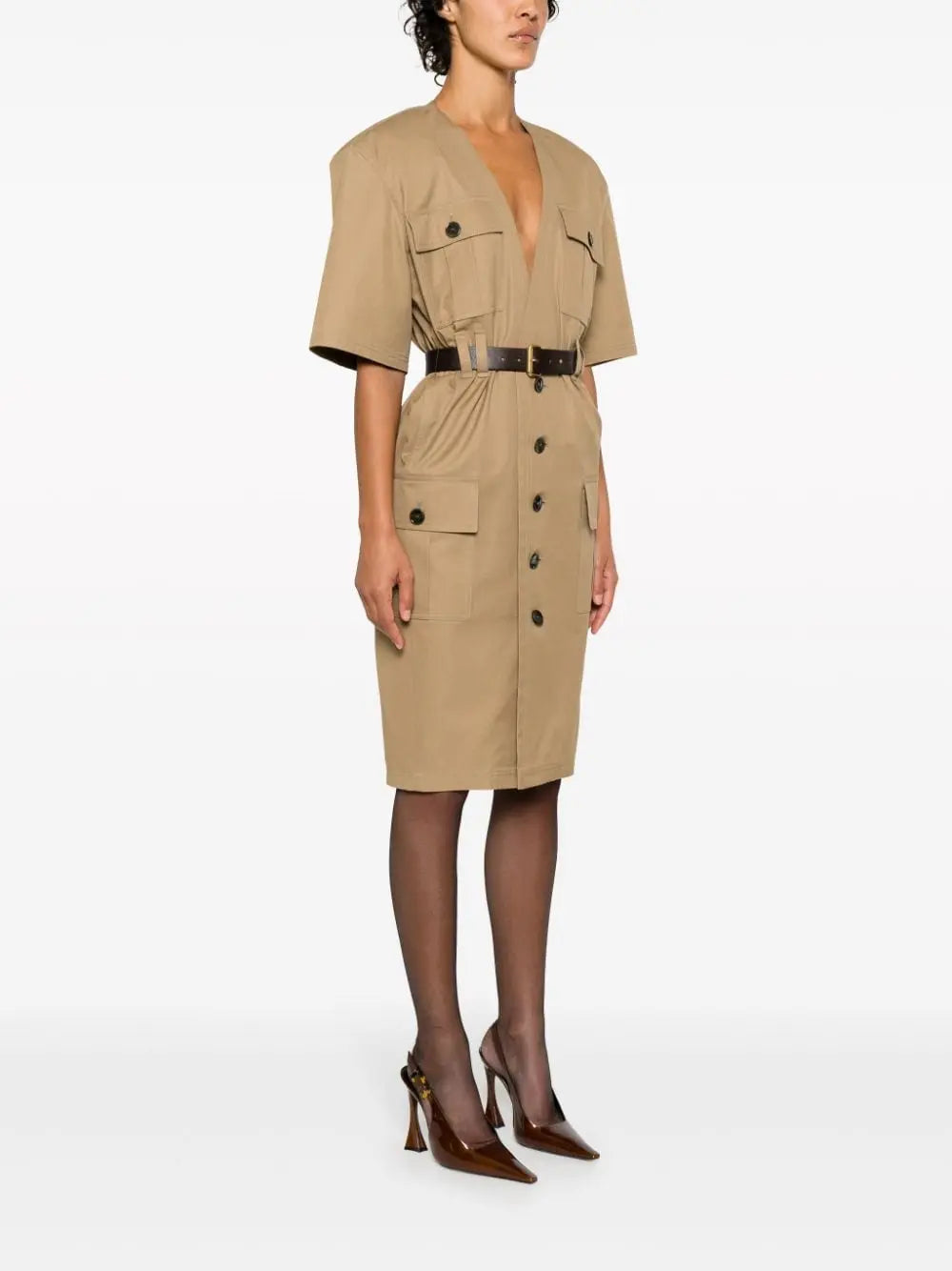 Saint Laurent Cotton twill midi dress Saint Laurent