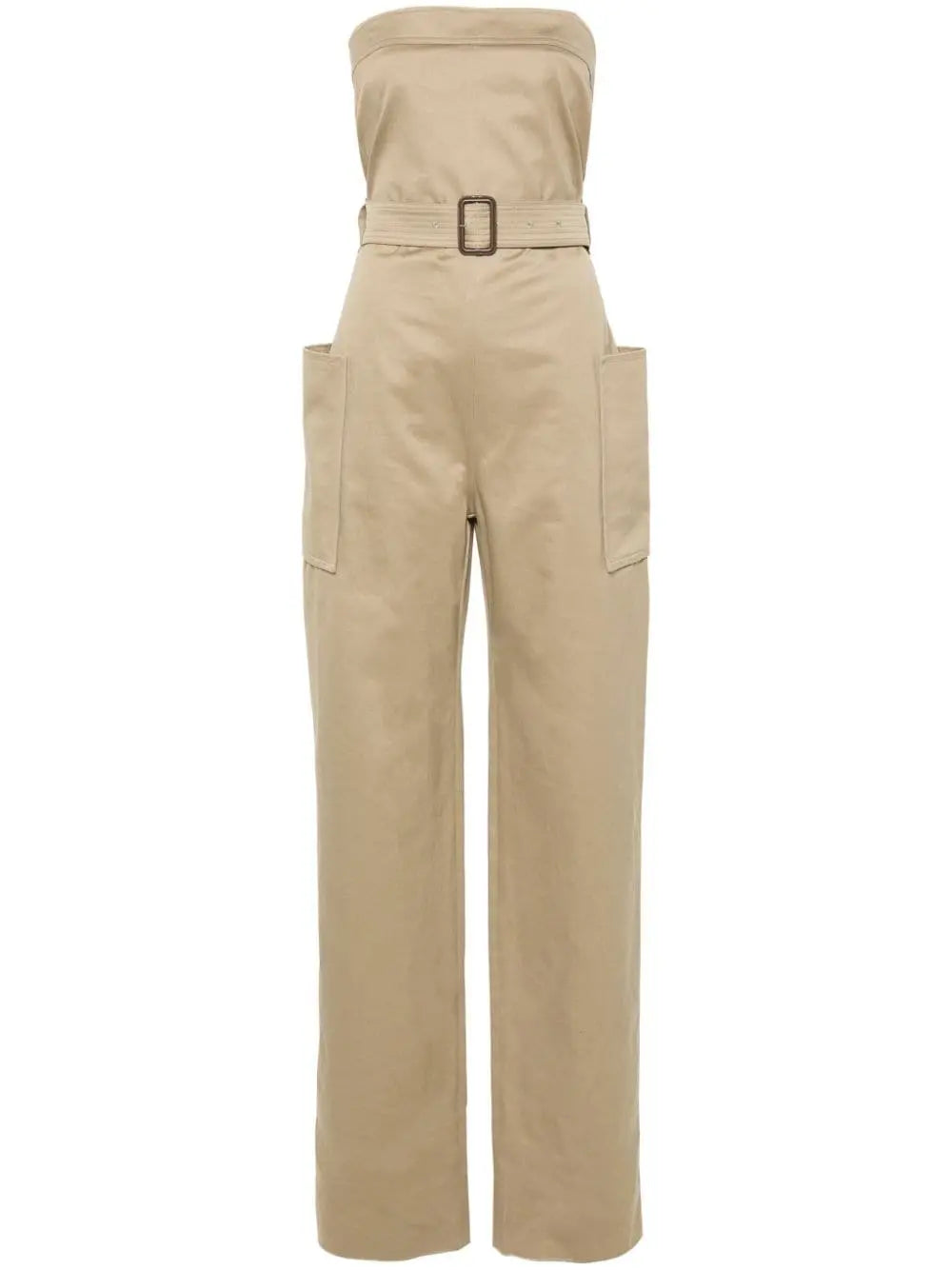 Saint Laurent strapless belted cotton jumpsuit Saint Laurent