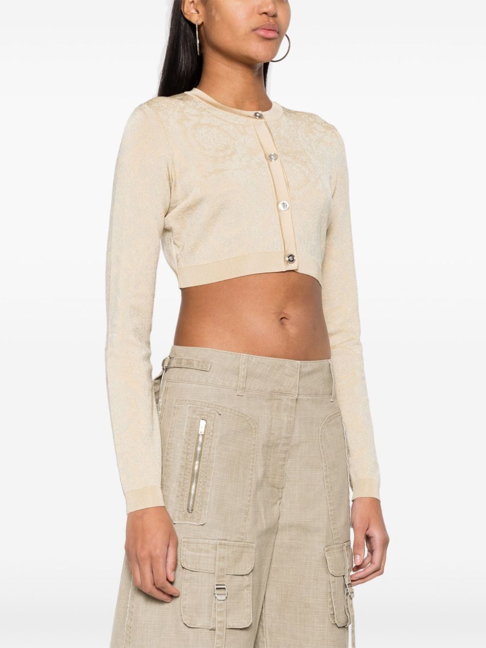 Versace Barocco lurex cropped cardigan Versace