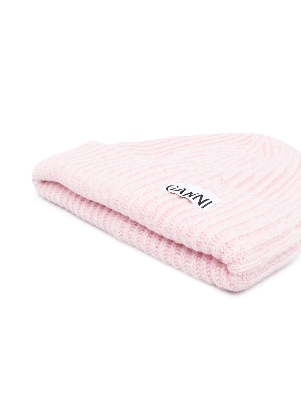 Ganni Oversized Wool Rib Knit Beanie Ganni 