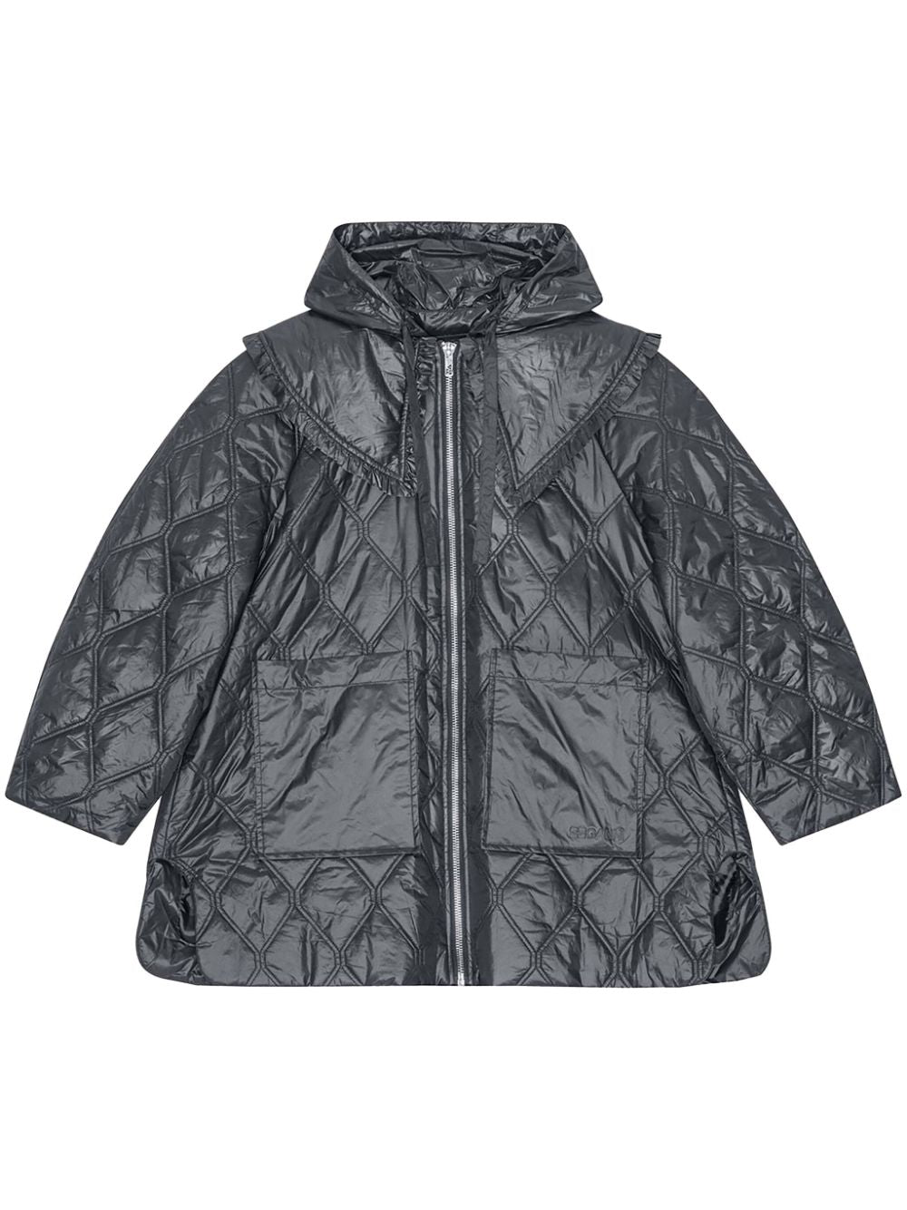 Ganni Shiny Quilt Midi Jacket - Gallerias