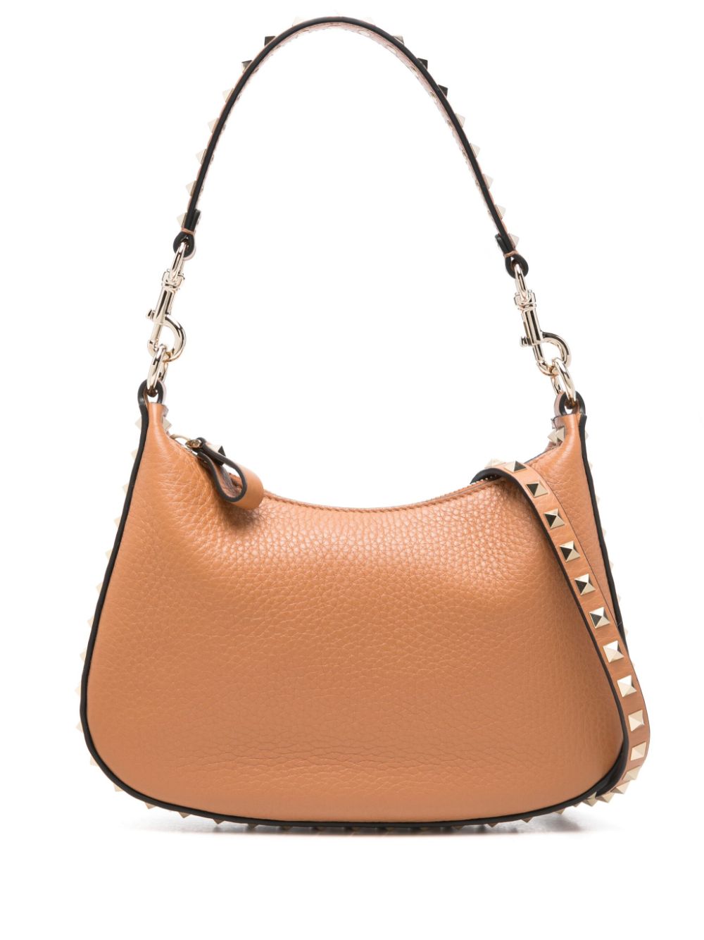 Valentino Garavani Rockstud Hobo In Pomegranate Calfskin Valentino Garavani