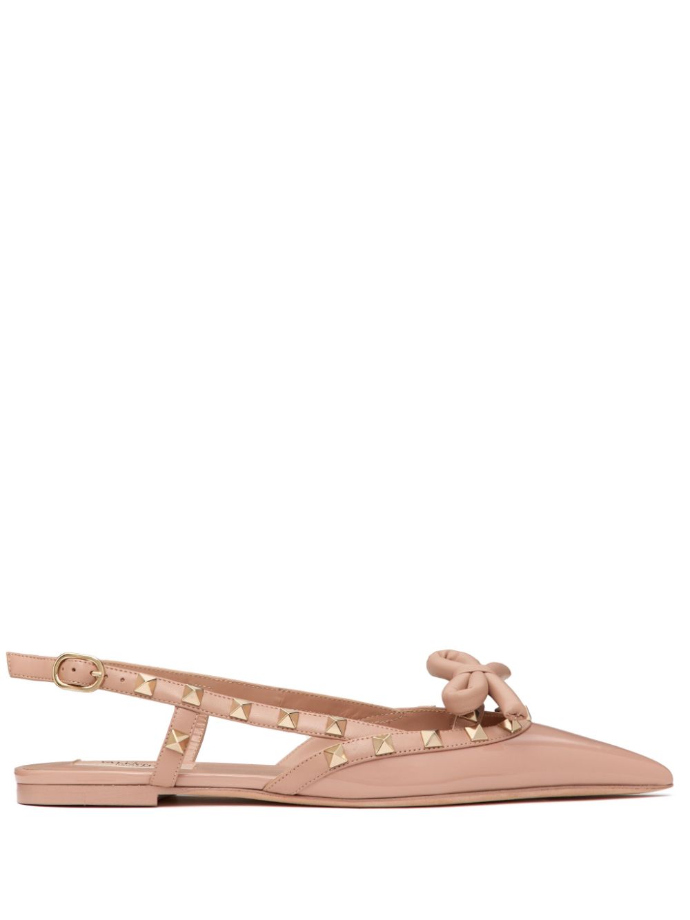 Valentino Garavani Rockstud Bow Slingback Ballerina In Patent Leather Valentino Garavani
