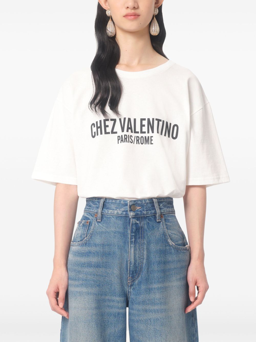 Valentino Cotton T-Shirt With Chez Valentino Print Valentino