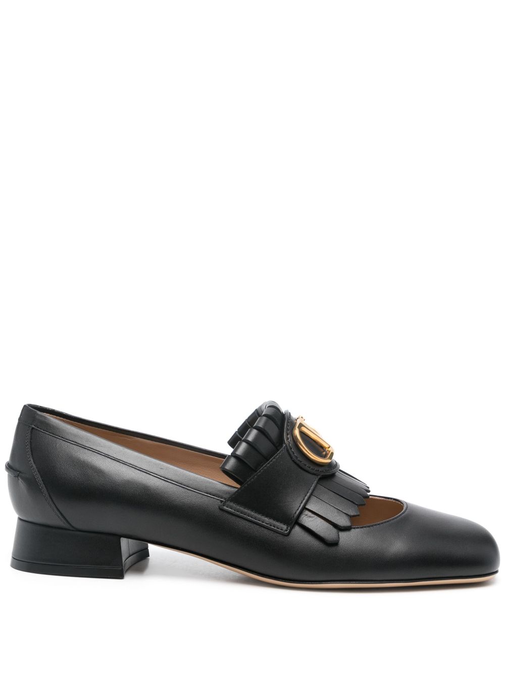 Valentino Garavani Vlogo Signature Calfskin Fringe Sabot Moccasin 25mm Valentino Garavani