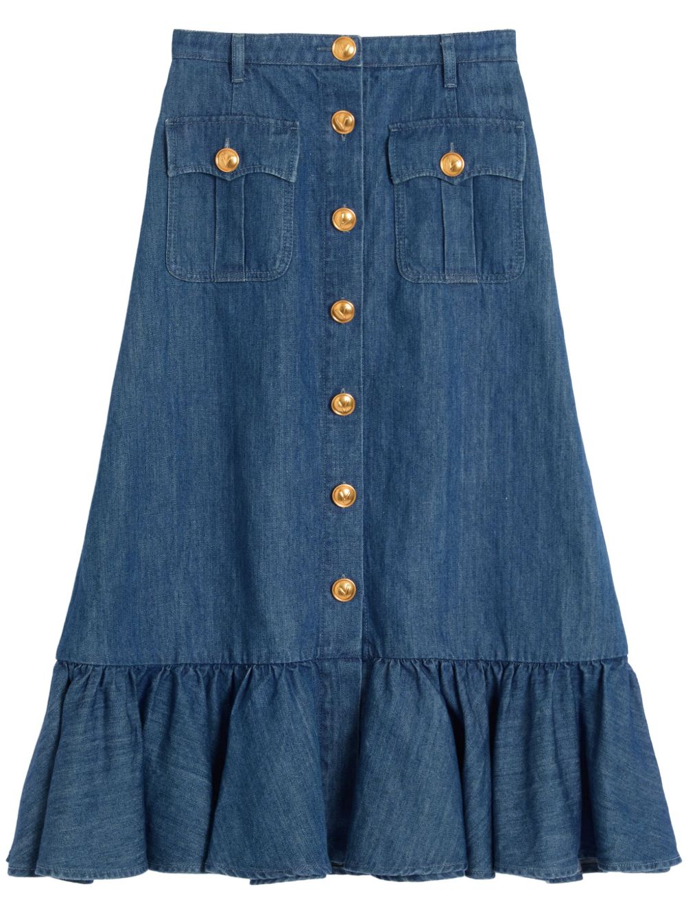 Valentino Denim Midi Skirt Valentino