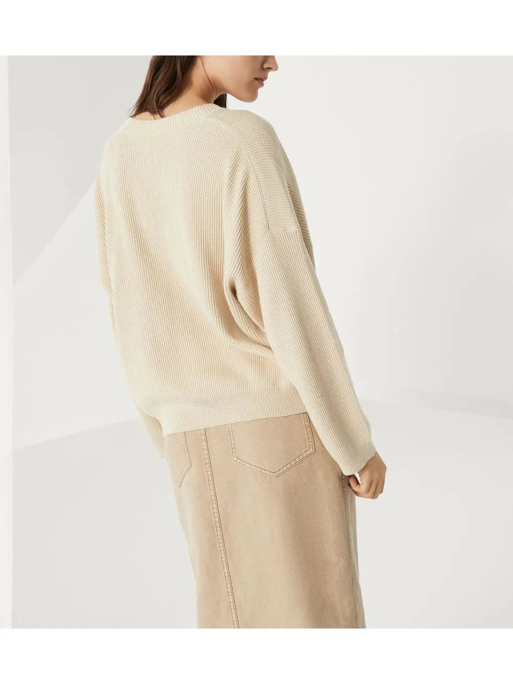 Brunello Cucinelli cotton english rib sweater with shiny detail Brunello Cucinelli
