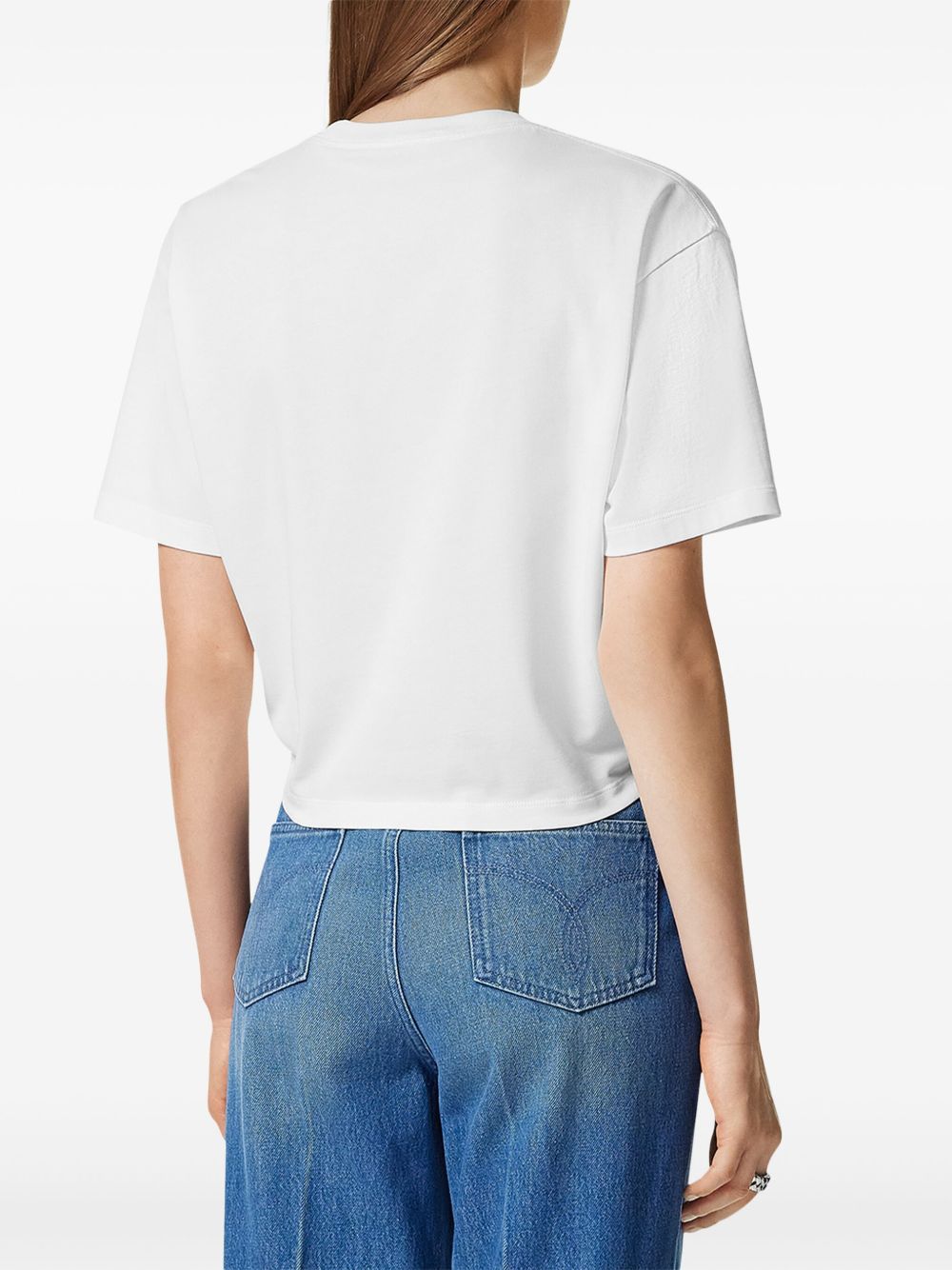Versace logo-embroidered T-shirt in white Versace 