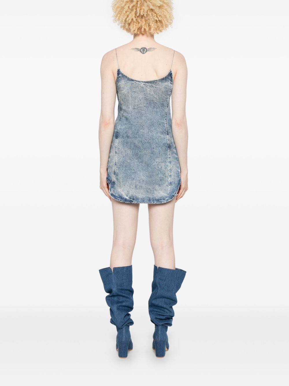 Diesel Tencel denim mini dress with fringes Diesel
