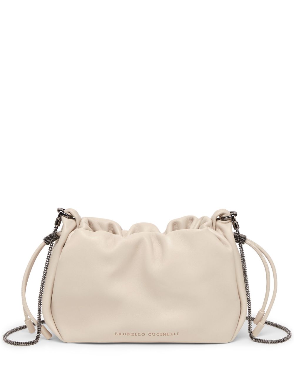 Brunello Cucinelli Bucket Mellow mini bag in Soft leather with Precious Chain Brunello Cucinelli