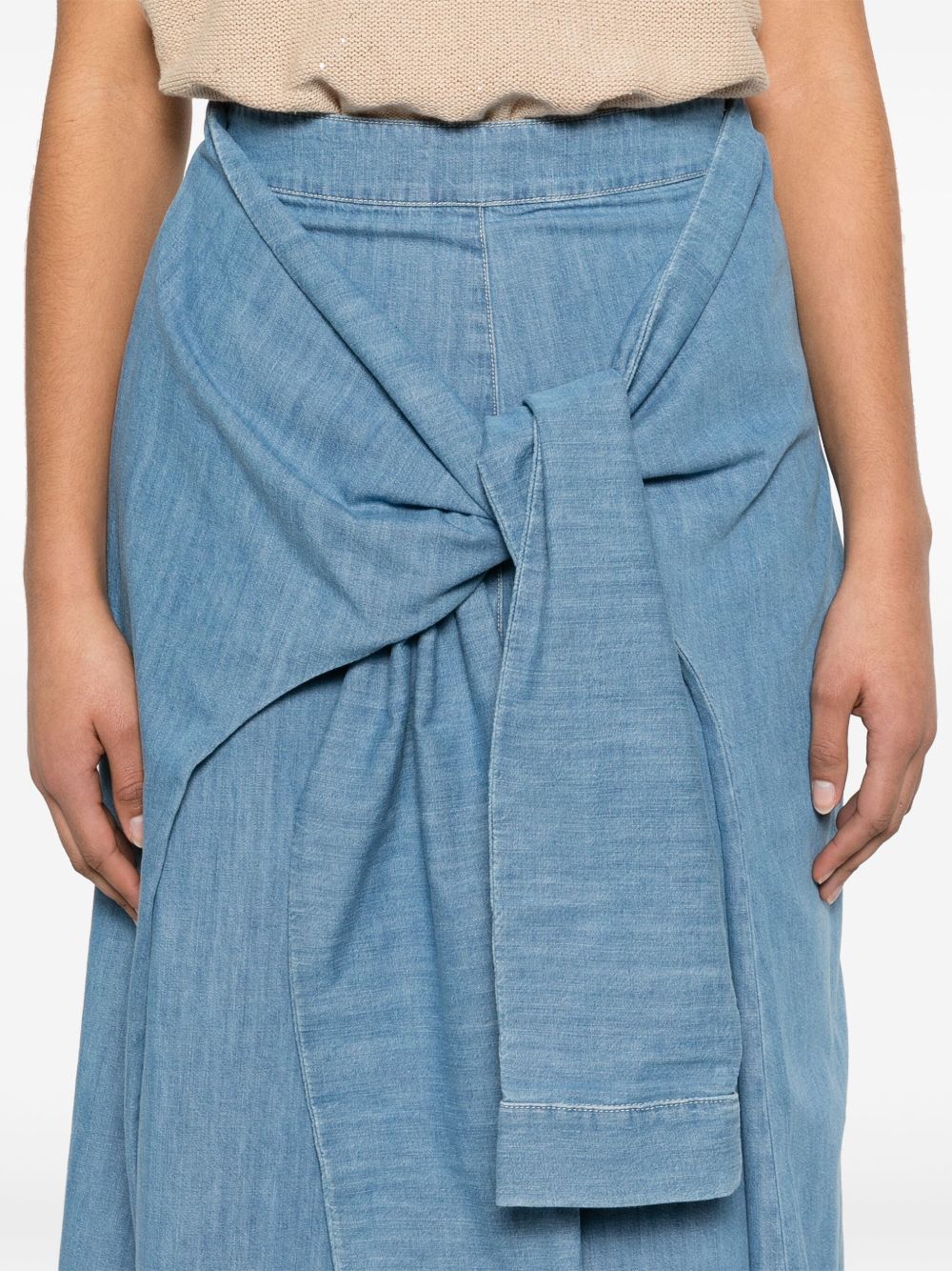 Fabiana Filippi long denim skirt with knot detail Fabiana Filippi