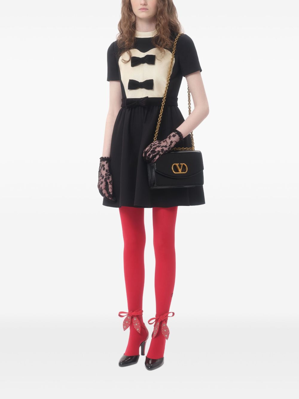 Valentino crepe couture short dress with bows Valentino