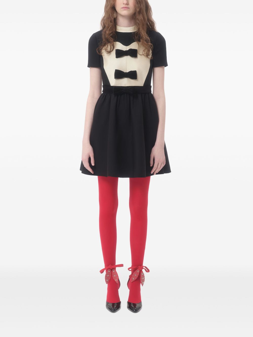Valentino crepe couture short dress with bows Valentino