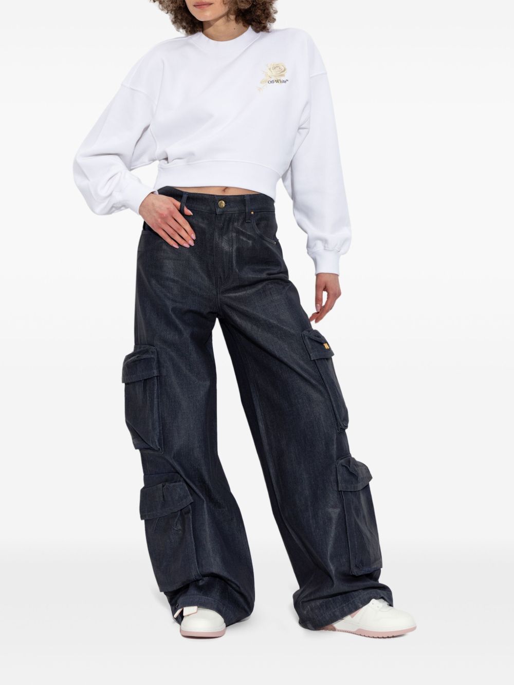 Off White logo-print cropped sweatshirt Off White 