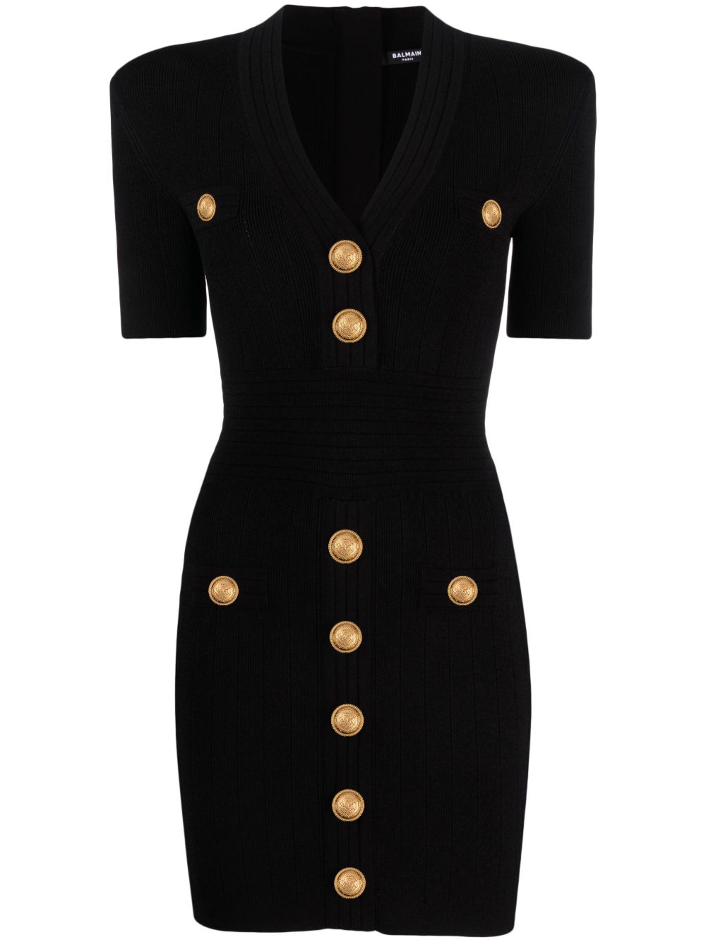 Balmain short knitted dress with golden buttons Balmain
