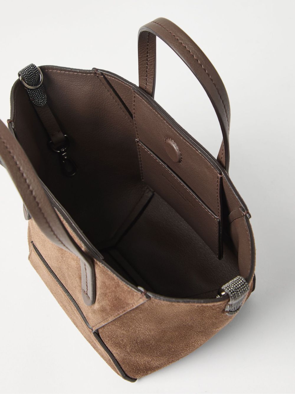 Brunello Cucinelli Duo mini bag in suede with monili Brunello Cucinelli