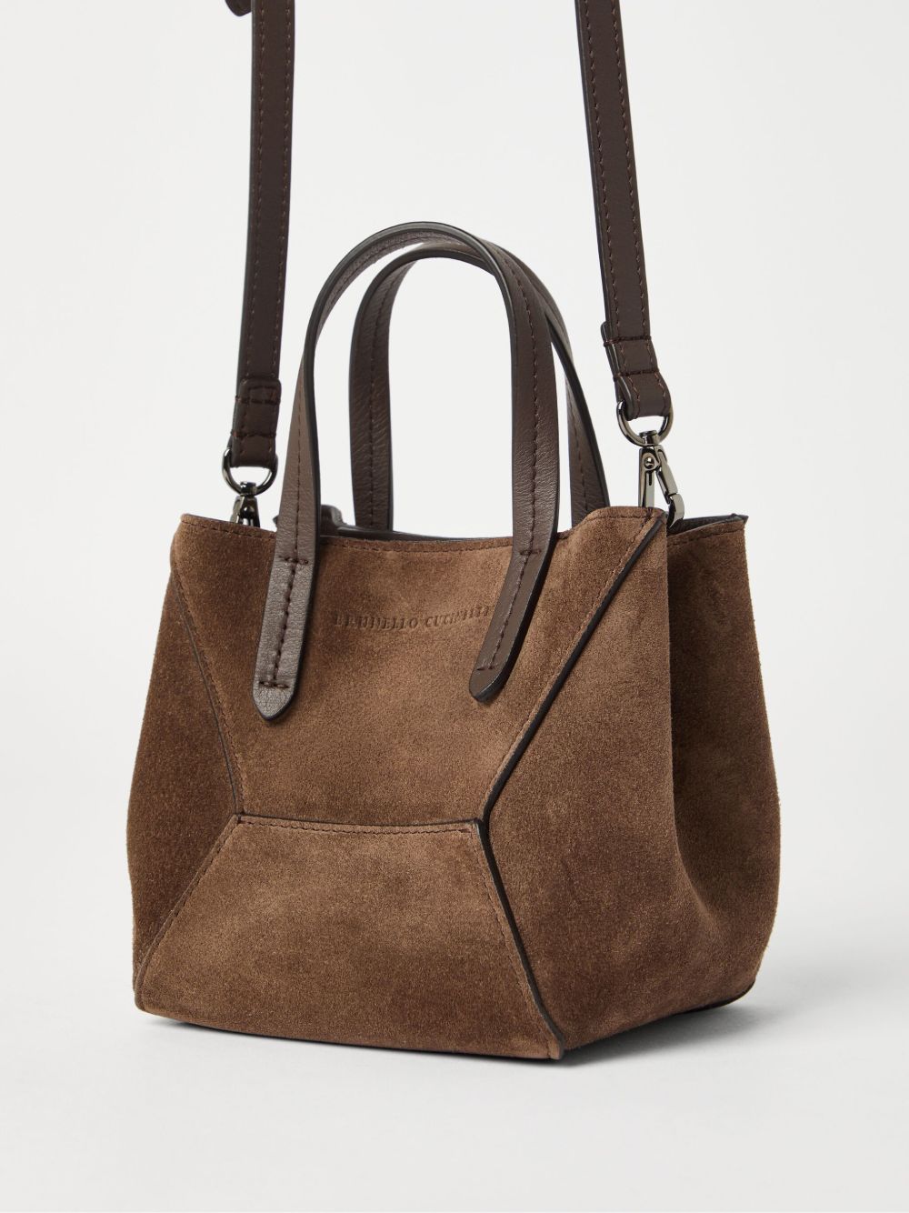 Brunello Cucinelli Duo mini bag in suede with monili Brunello Cucinelli