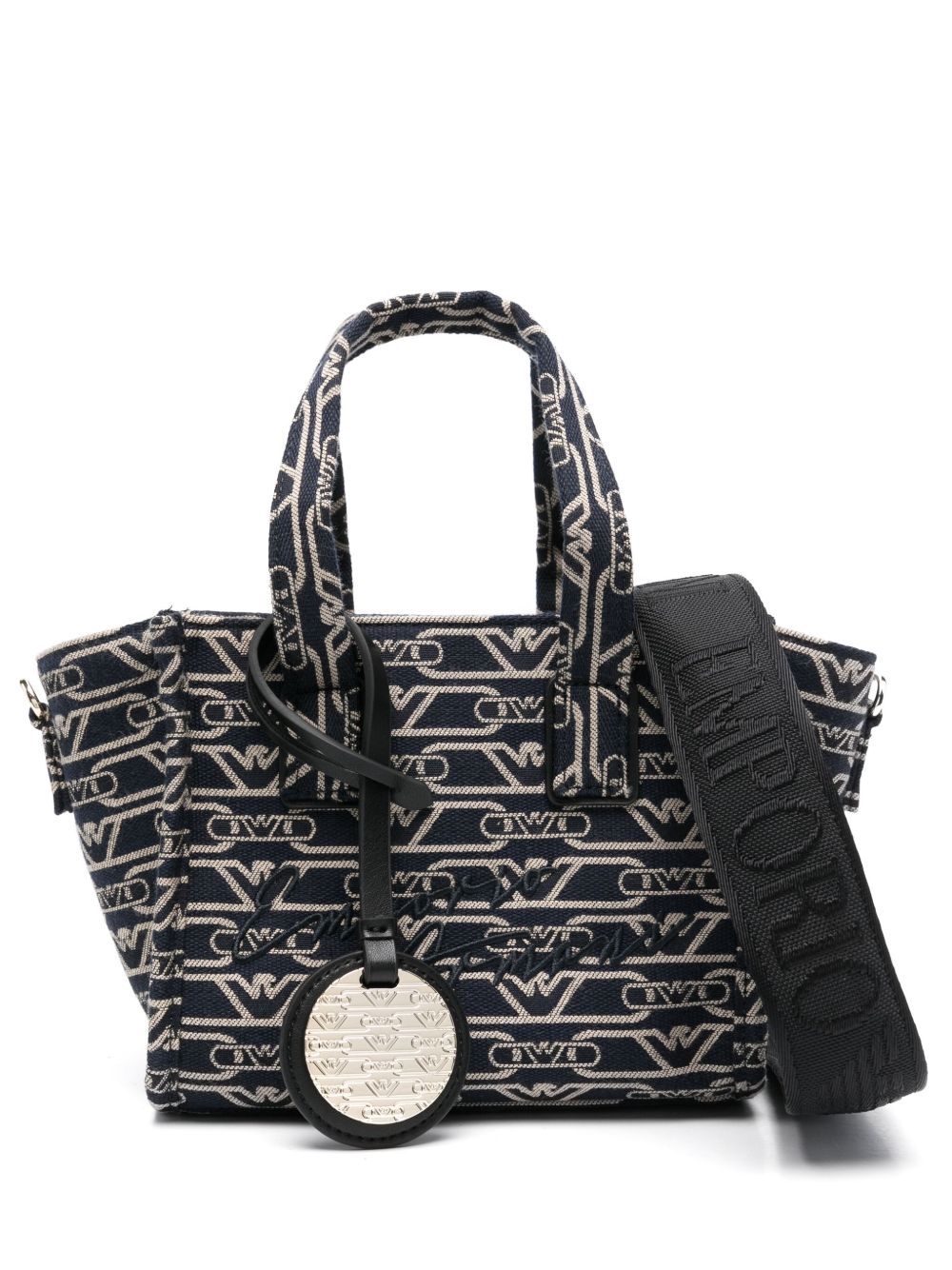 Emporio Armani Small tote bag in all-over monogram jacquard canvas Emporio Armani 
