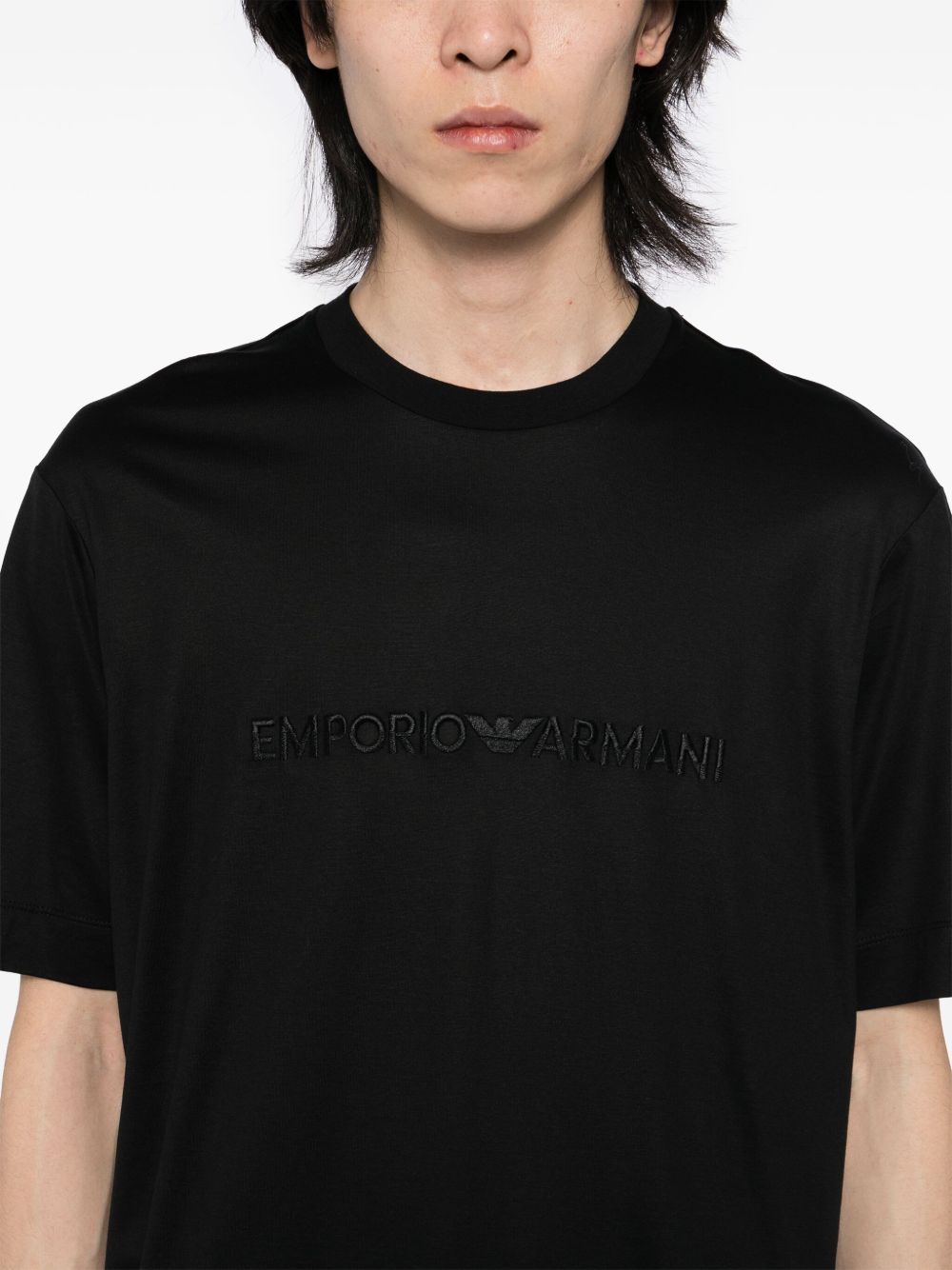 Emporio Armani T-shirt with embossed logo embroidery in lyocell blend jersey Emporio Armani 
