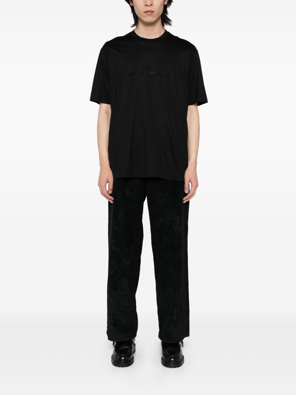 Emporio Armani T-shirt with embossed logo embroidery in lyocell blend jersey Emporio Armani 