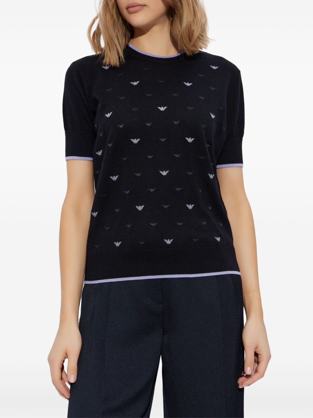 Emporio Armani Jumper with all-over micro eagle embroidery Emporio Armani